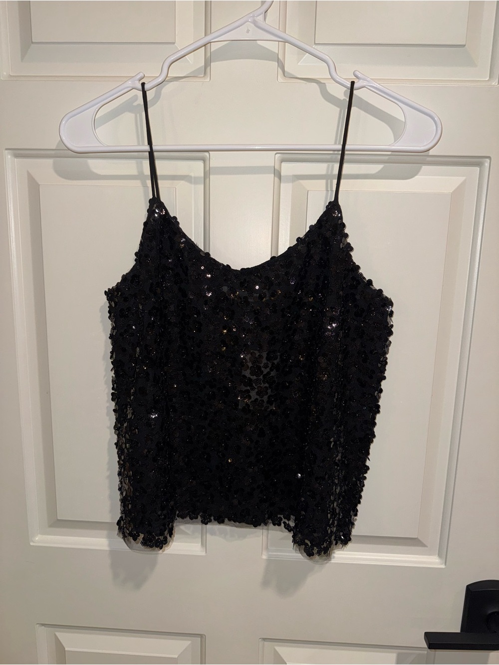 Black Sequin Spaghetti Strap Tank Top NWT small